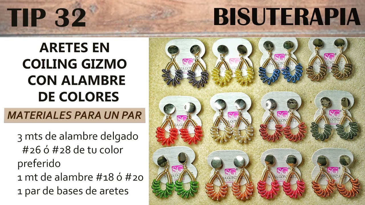 TIP 32 ARETES EN ALAMBRE DE COLORES EN COILING GIZMO #alambrismo #alambredecolores #aretes