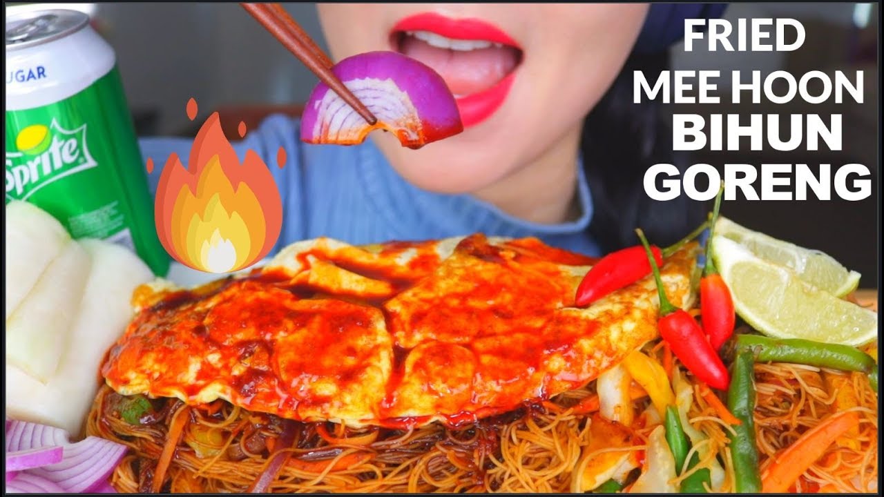ASMR EATING SPICY FRIED NOODLES | BIHUN GORENG, FRIED MEE HOON, PANCIT BIHON, OMELETTE  | 먹방