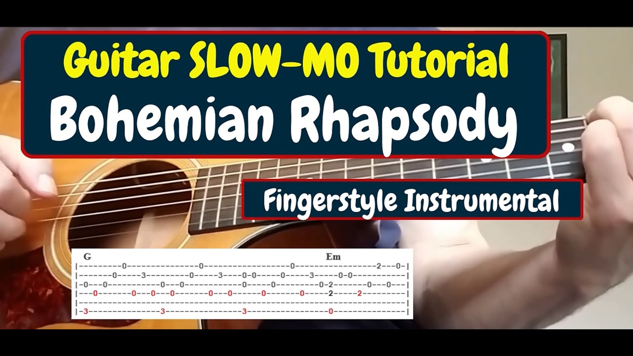 BOHEMIAN RHAPSODY (Slow-Motion INSTRUMENTAL Guitar Tutorial)
