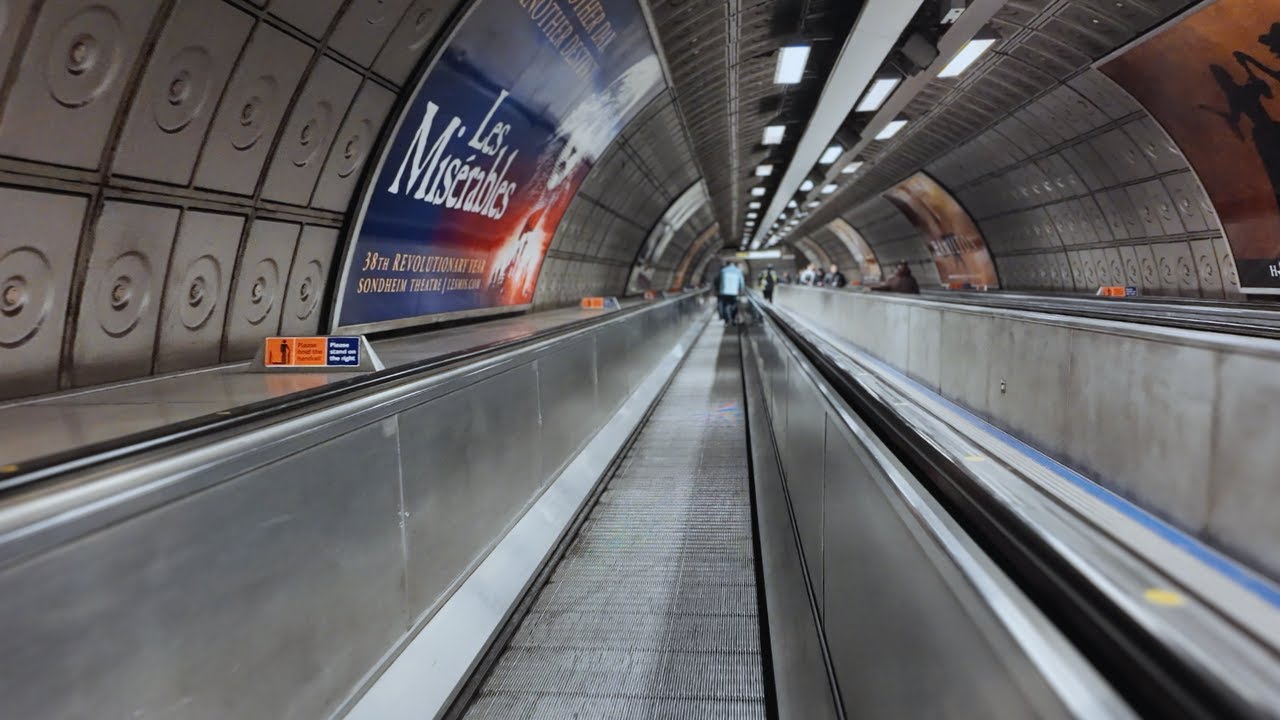 3 escalators + MASSIVE travelator London Waterloo train station to the Jubilee Line