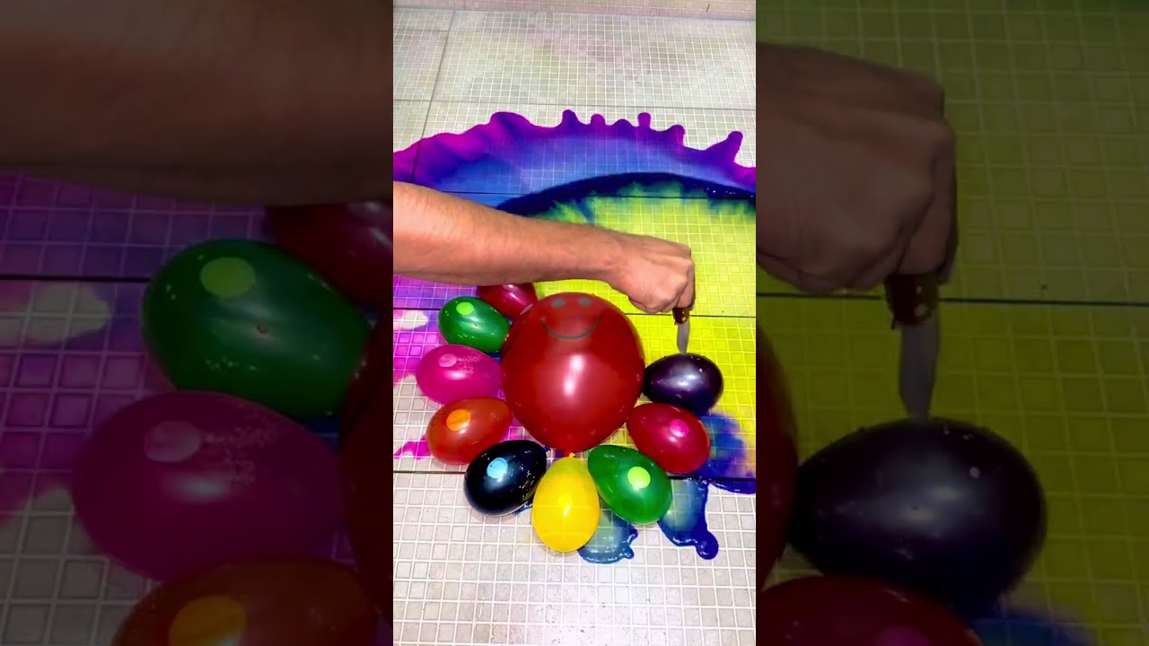 🌈🎨Compilation ASMR Mixing Water Balloons Color Orbeez Popping Emoji Part 8❤️
