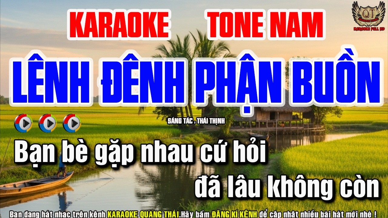 Karaoke Lênh Đênh Phận Buồn Tone Nam |Nhạc Sống Chuẩn | Dễ Hát 2026