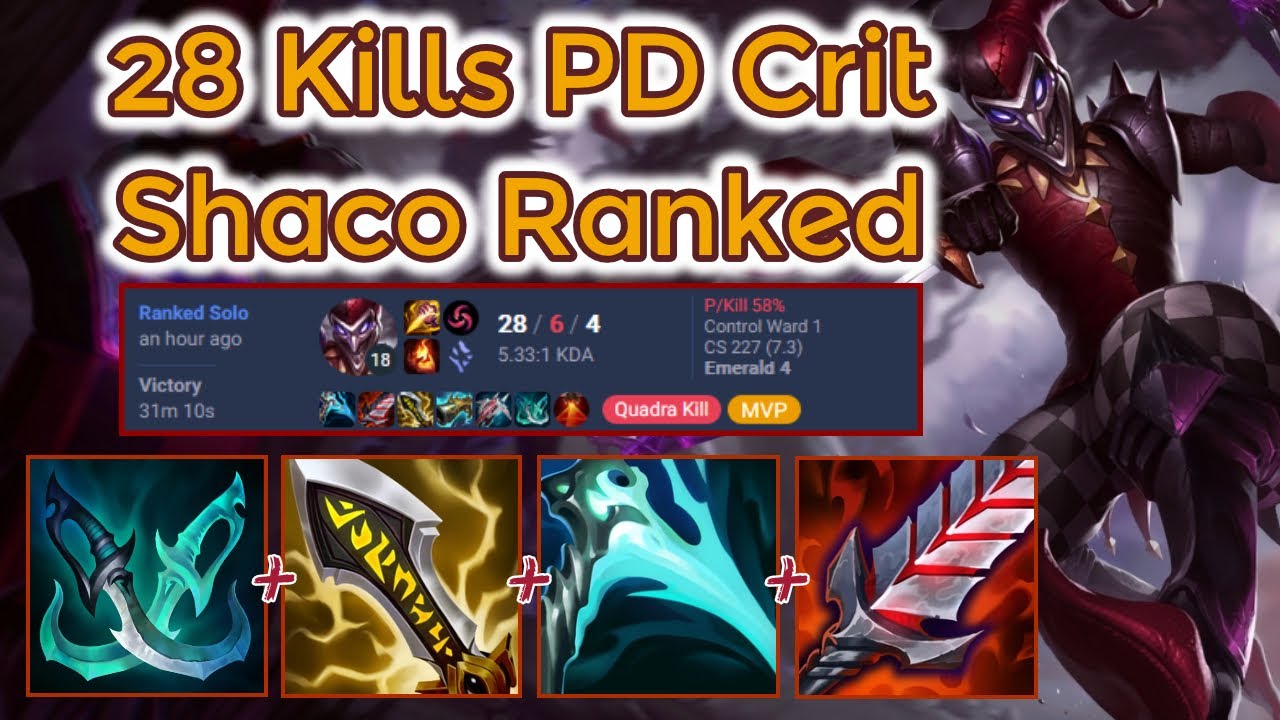 PD Rush Crit Shaco + 2 Quadras - S13 Emerald Rank [League of Legends] Full Gameplay - Infernal Shaco