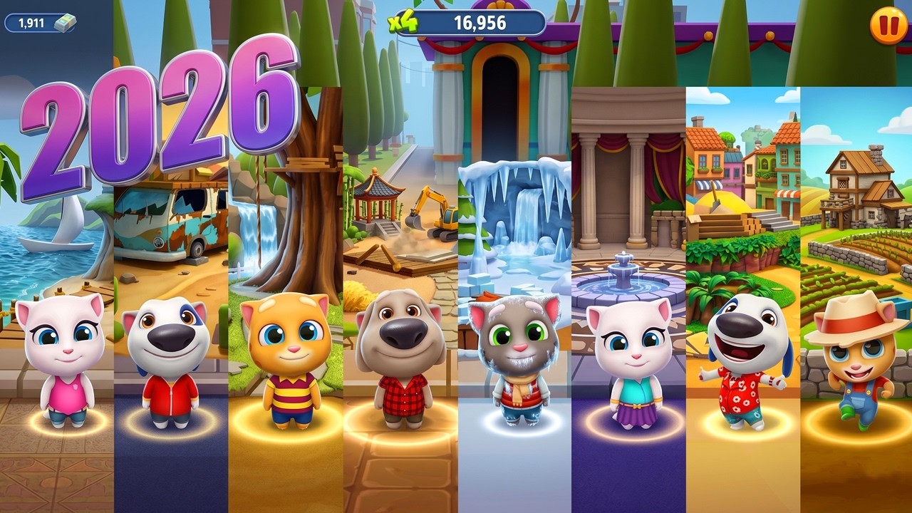 Talking Tom Gold Run Water Park Unlock All Characters & Levels 😲 Ultimate Funs 🔥