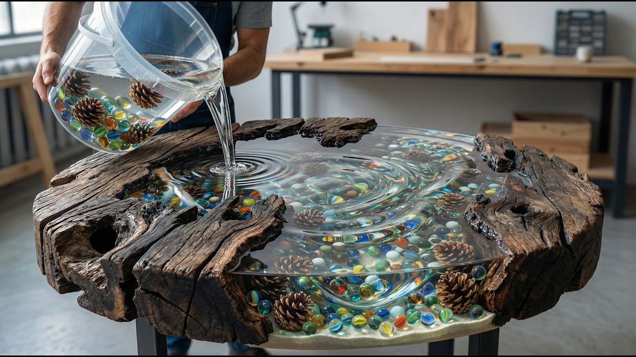 Rotten Wood + 1000 Marbles + 300 Pine Cones = Insane Table