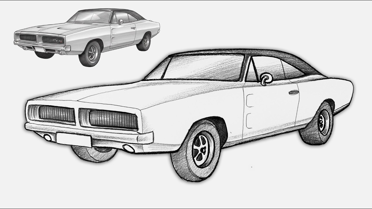How to Draw a 1969 Dodge Charger | Classic Muscle Car Drawing Tutorial