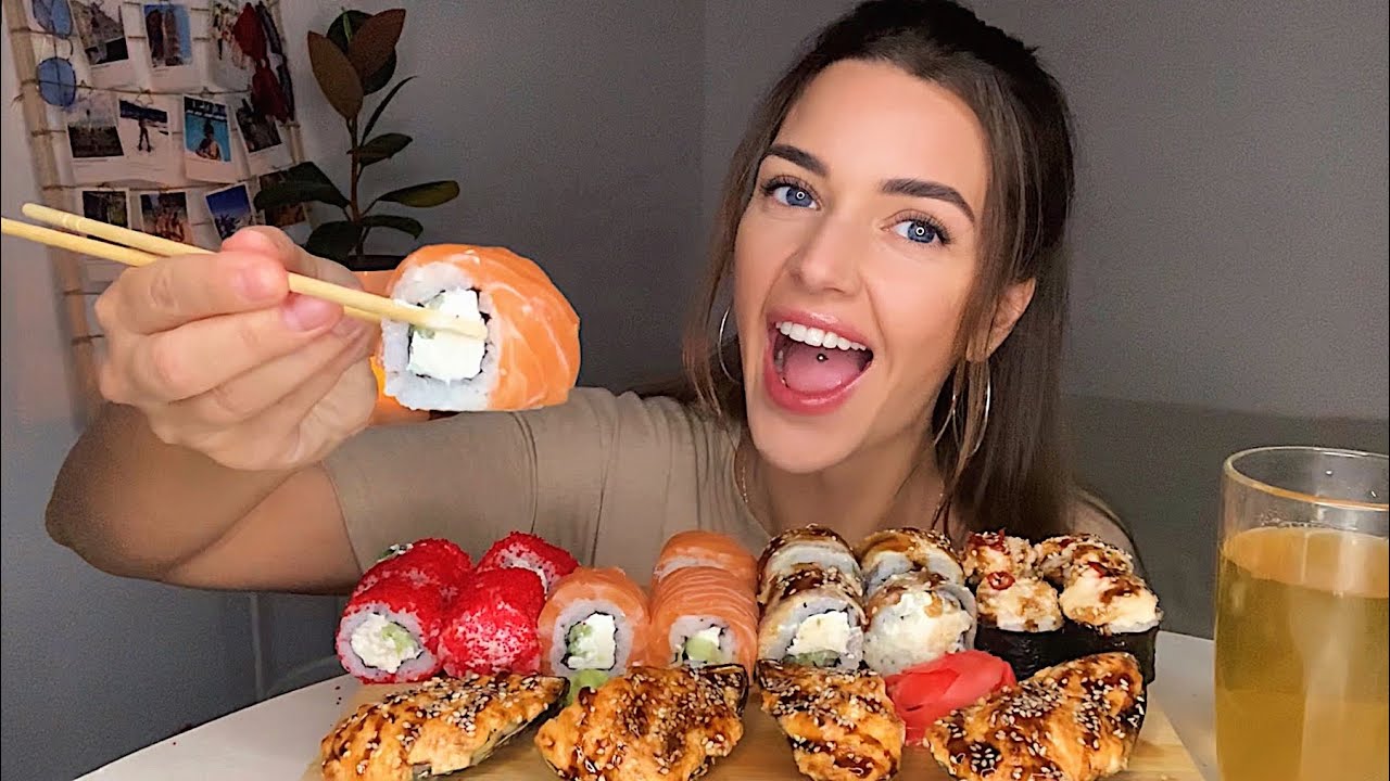 МОИ ФОТО 😳 ЭКСПЕРИМЕНТЫ С ВОЛОСАМИ || МУКБАНГ суши роллы мидии sushi rolls mussels || MUKBANG