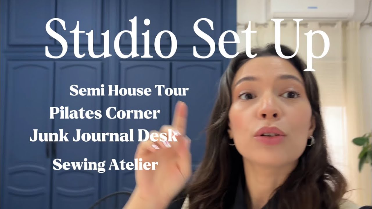 Studio/ Office set up: my shooting corner, junk journal desk and my pilates and sewing corners.