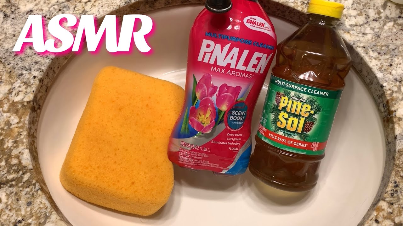 🌷 ASMR Pinalen + Pine Sol 🌲 satisfying sponge squeezing