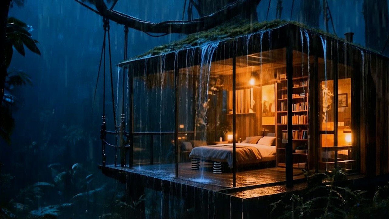 Heavy rain in forest cabin🌧️🌲| Cool, Calm, Comfortable Atmosphere, Helps you fall Asleep Quickly