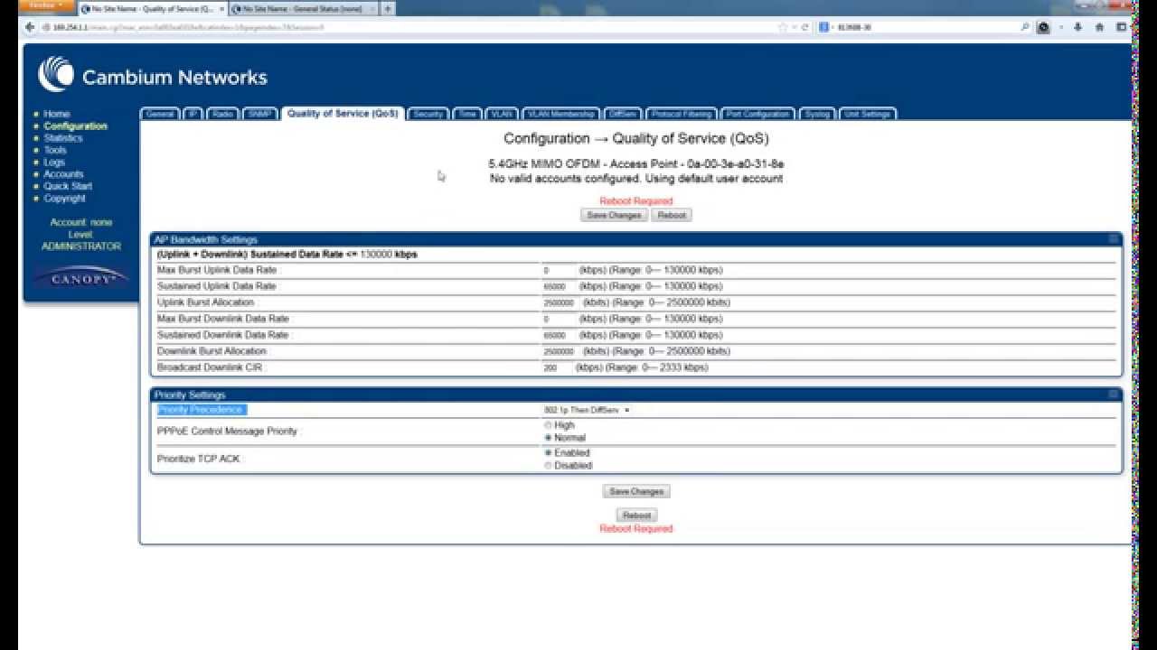 Cambium AP PMP450 12.2.2 interfaccia web di configurazione (GUI)