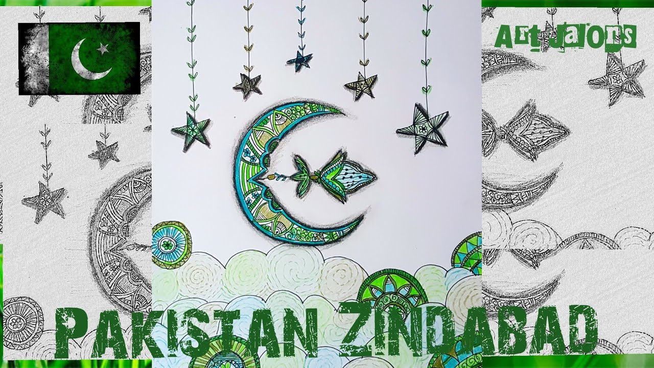 Independence Day special || Easy Doodle Art || PAKISTAN Zindabad