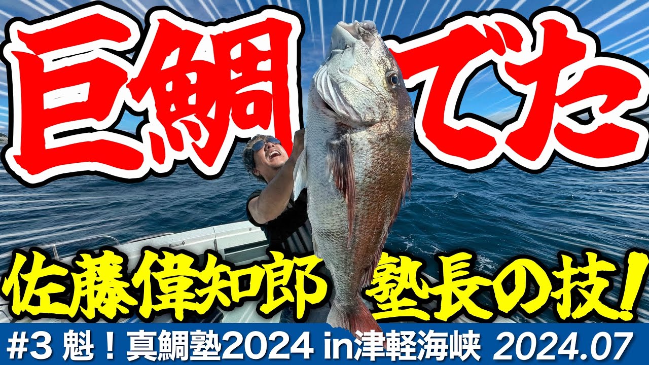 【必見】モンスター真鯛登場！佐藤偉知郎塾長の実力を見せつける！（魁！真鯛塾2024 in津軽海峡 #3）