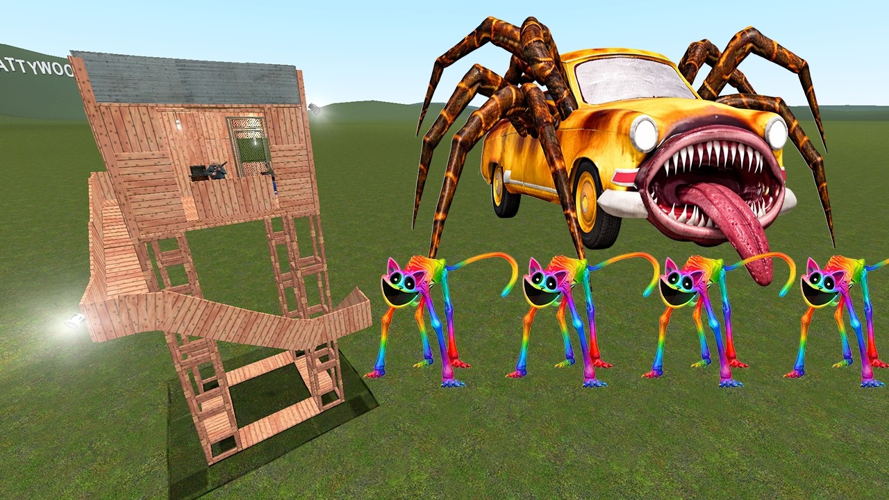 Car-Eater, CATNAP Nextbots Destroys Towers | Garry's Mod