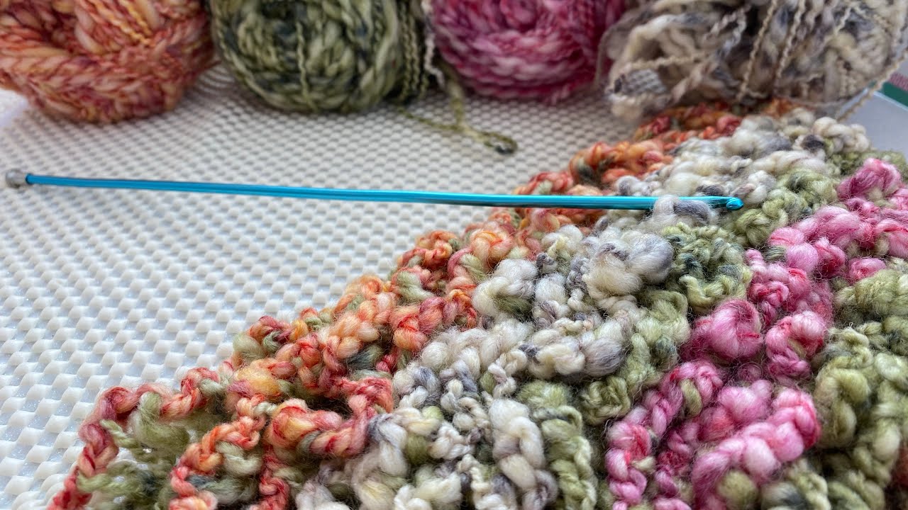 HALI KAYDIRMAZ ÜZERİNE TUNUS İŞİ RENKLİ PASPAS YAPIMI/Making Tunisian knit colored non-slip mats
