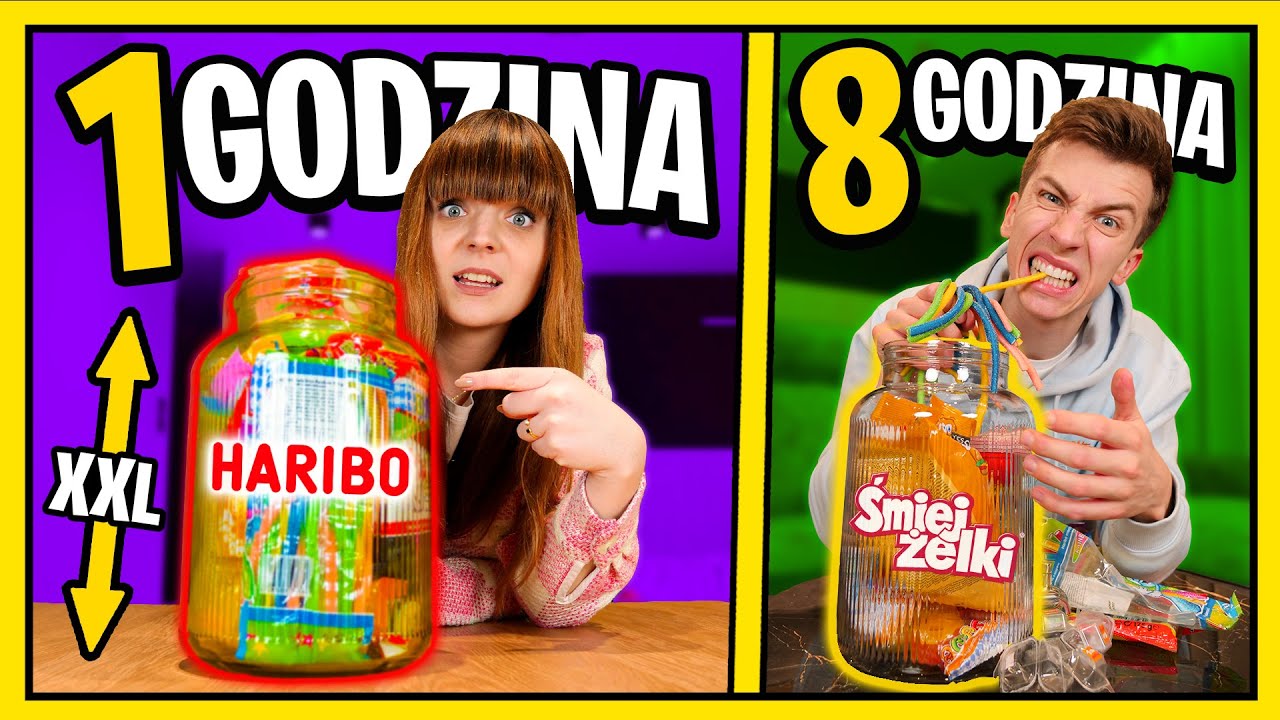 KTO SZYBCIEJ ZJE SŁOIK XXL PEŁNY ŻELK&Oacute;W WYGRYWA! ◉_◉