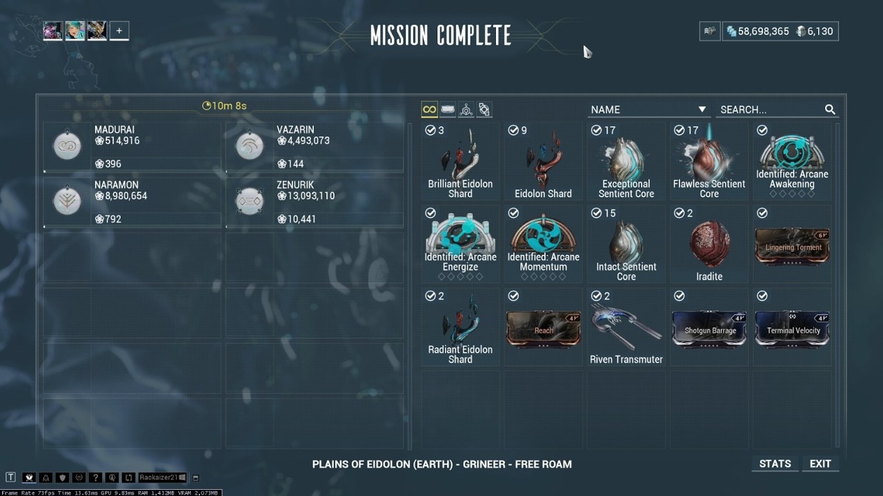 Stream 46: x4 Tricaps in One Cetus Night, Personal First Record | Warframe