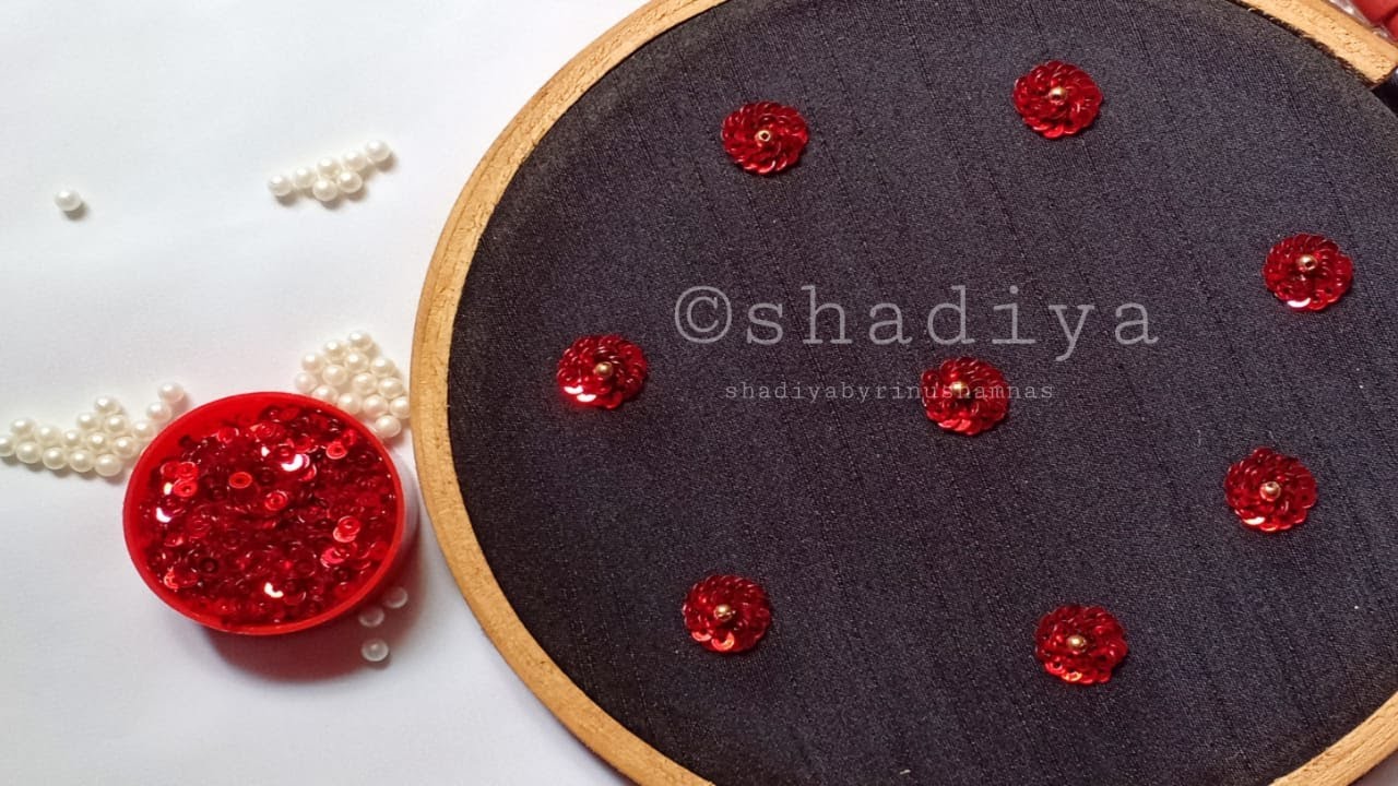 Hand embroidery all over design|latest cute  all over flower embroidery with sequins