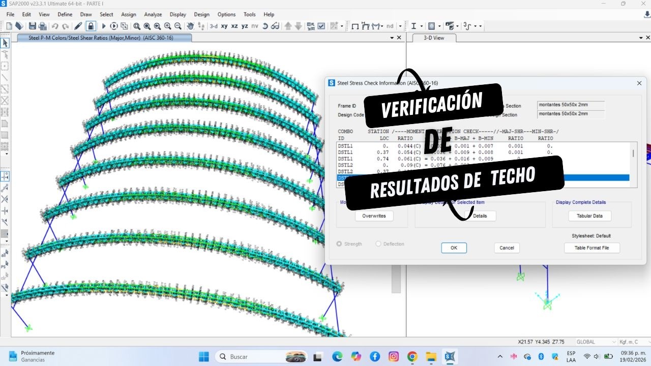 Verificación Rápida de resultados de diseño de Techos Parabólicos