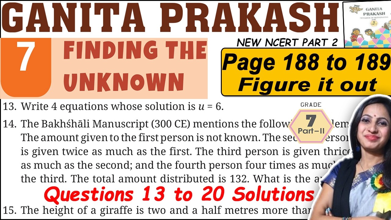 Class 7 Maths Ganita Prakash Part 2 | Chapter 7 Finding the unknown | Page 188 & 189 Explanation