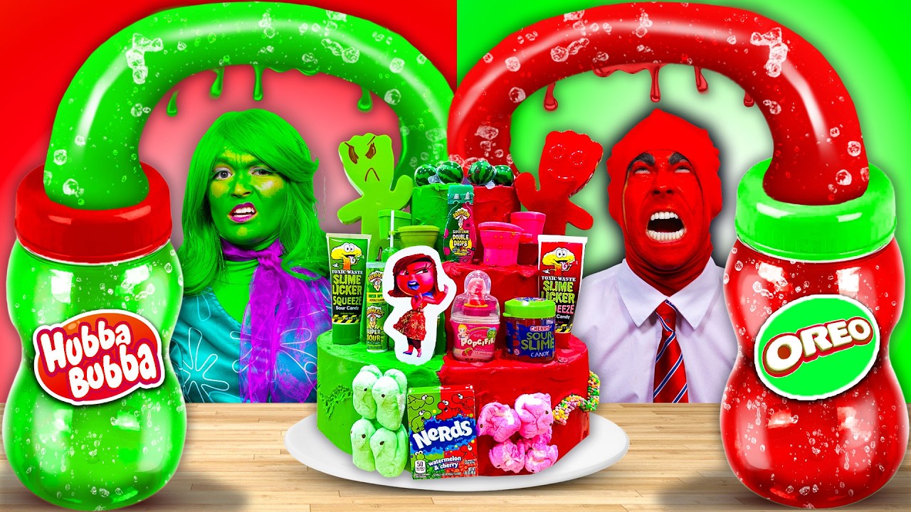 INSIDE OUT RED VS GREEN CAKE DECORATING CHALLENGE | DISGUST VS ANGER EMOTION LARGEST CAKE BY SWEEDEE