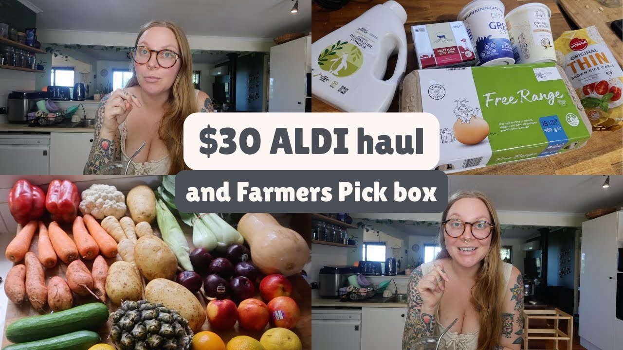 Покупки в ALDI на 30 долларов — бюджетные продукты и распаковка товаров из раздела «Выбор фермера».