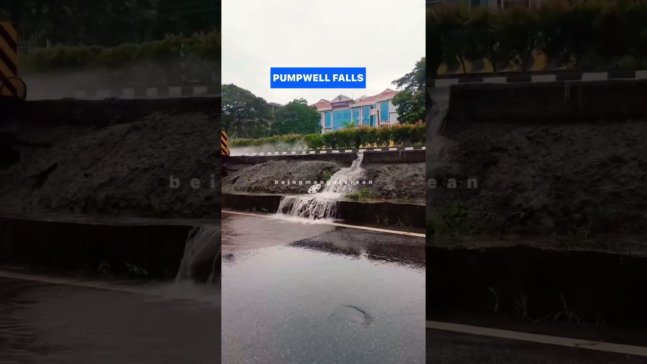 Pumpwell becomes falls in highway road due to heavy rain |Mangalore rain updates #rain #mangalore