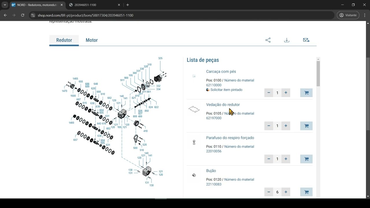 Consultando Lista de Peças e Documentação dos equipamentos NORD DRIVESYSTEMS através do myNORD