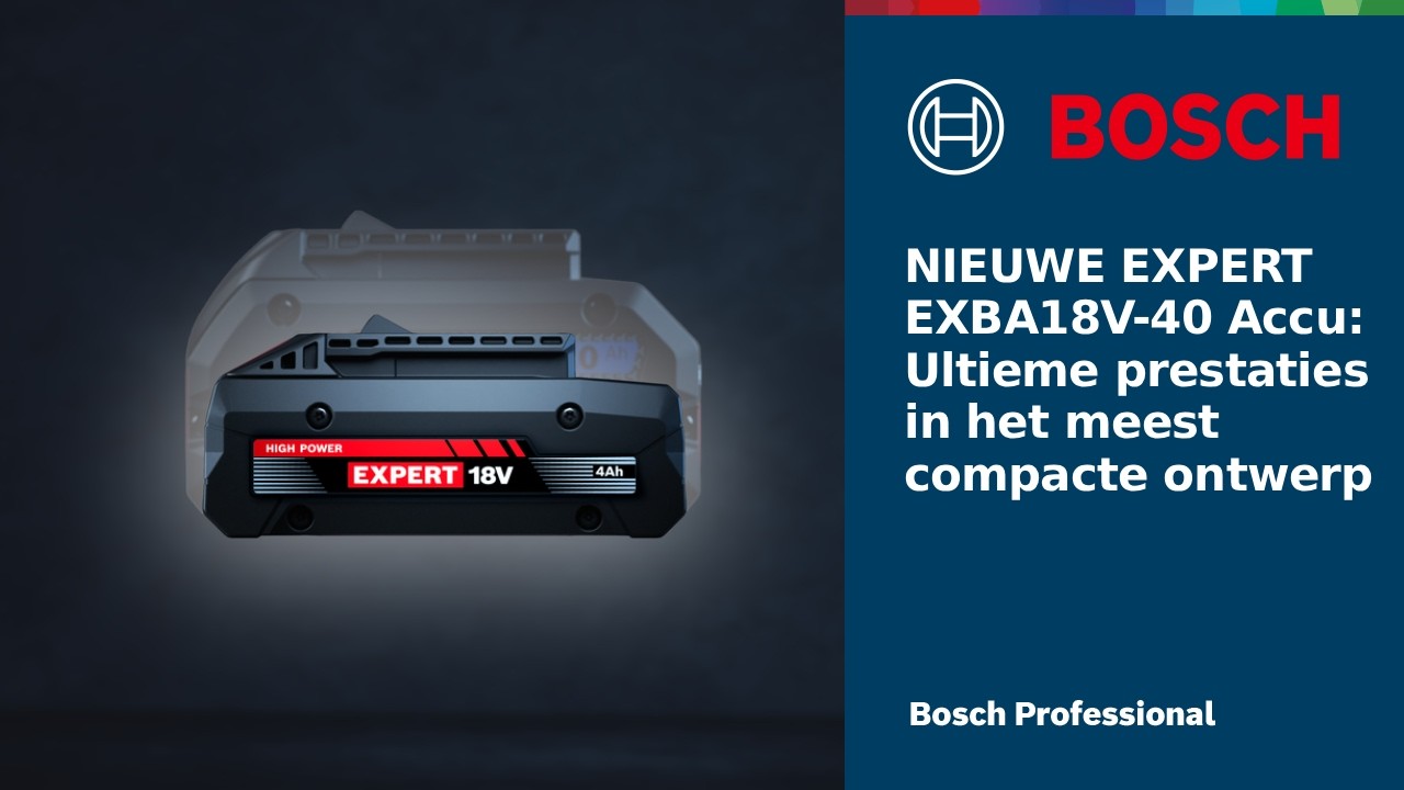NIEUWE EXPERT EXBA18V-40 Accu: Ultieme prestaties in het meest compacte ontwerp