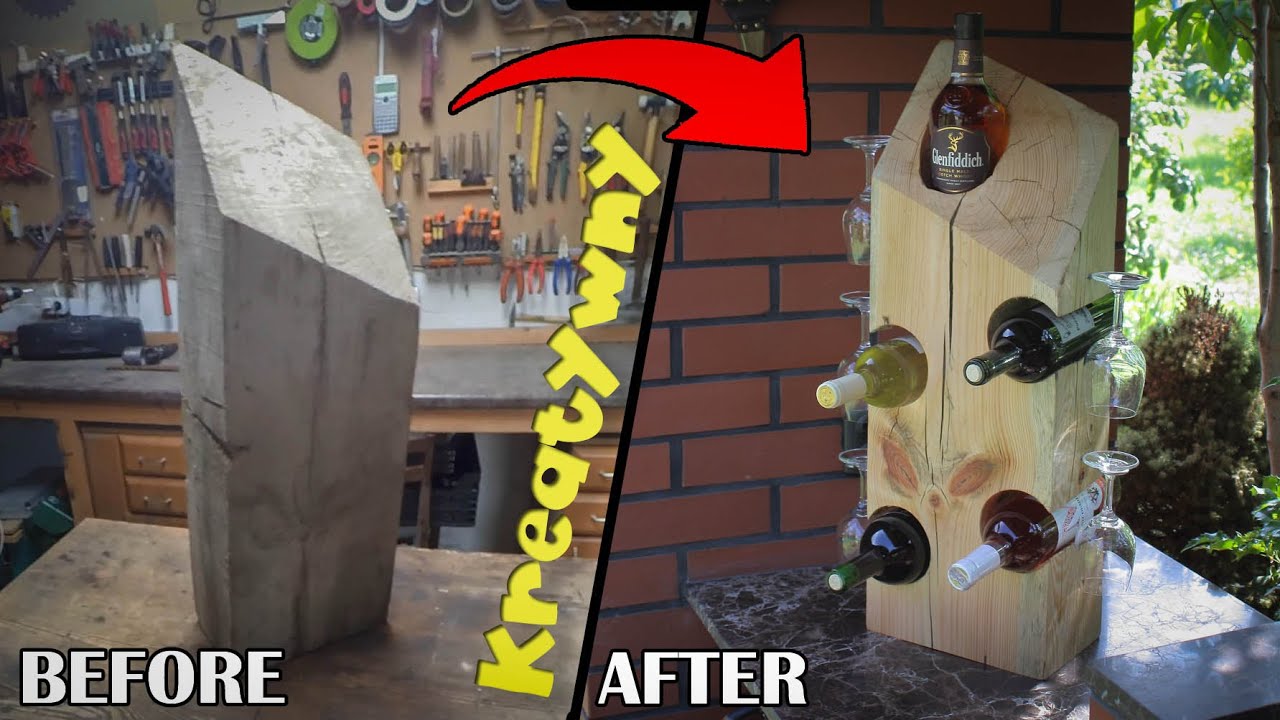 Masywny stojak na wino / Wooden Wine Rack #25