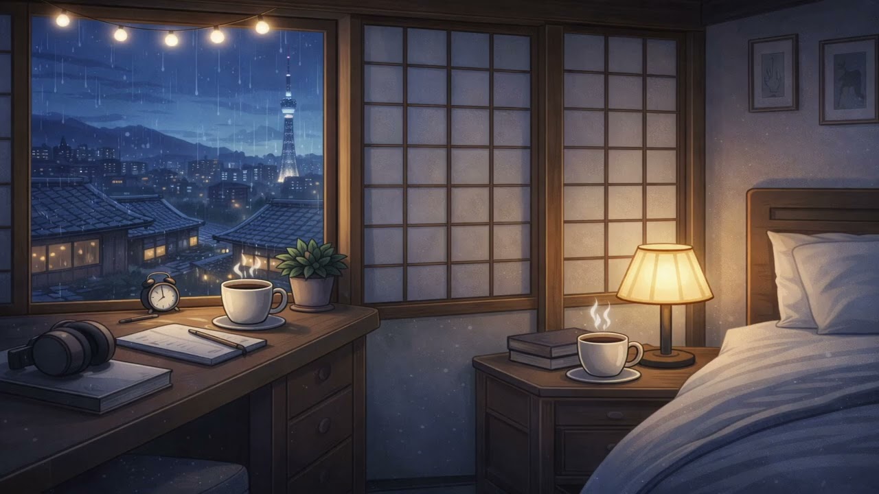 Cozy Lofi Room Night – 2 Hour Study & Relax