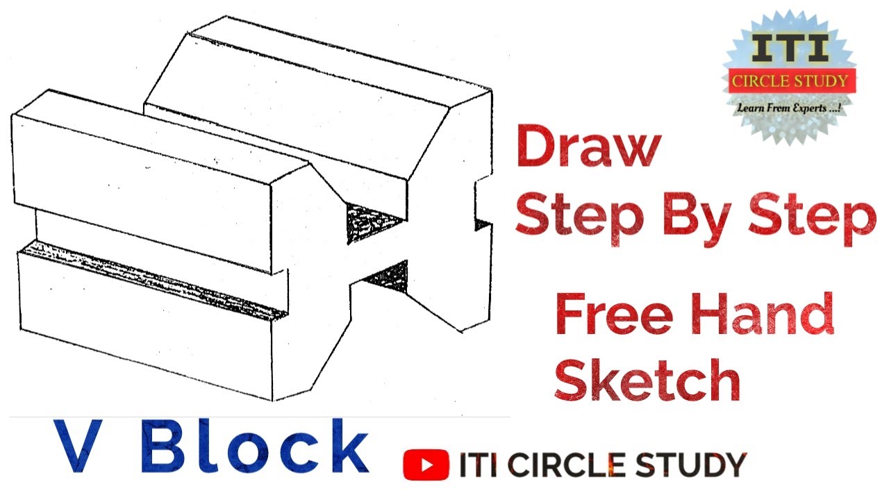 How to draw V Block V Block drawing step by step free hand sketch