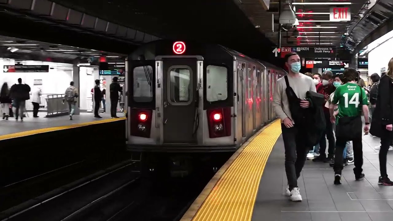 MTA New York City Subway: Bronx & South Ferry bound 2 train @ Cortlandt St & South Ferry