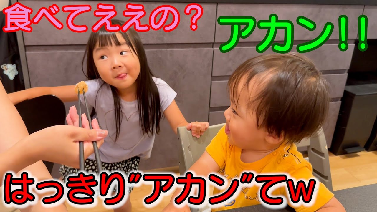 大好物のわらび餅争奪戦ではっきり”アカン”って言う末っ子赤ちゃんｗ