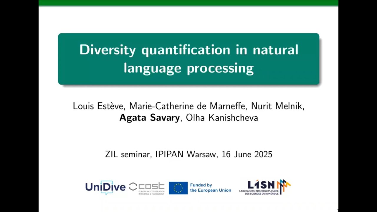 Agata Savary – Diversity quantification in natural language processing