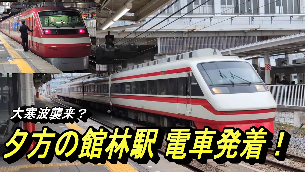 【降雪予報も降りそで降らない 館林駅 夕方の電車発着】特急電車・普通電車 各路線の発着模様を撮影！
