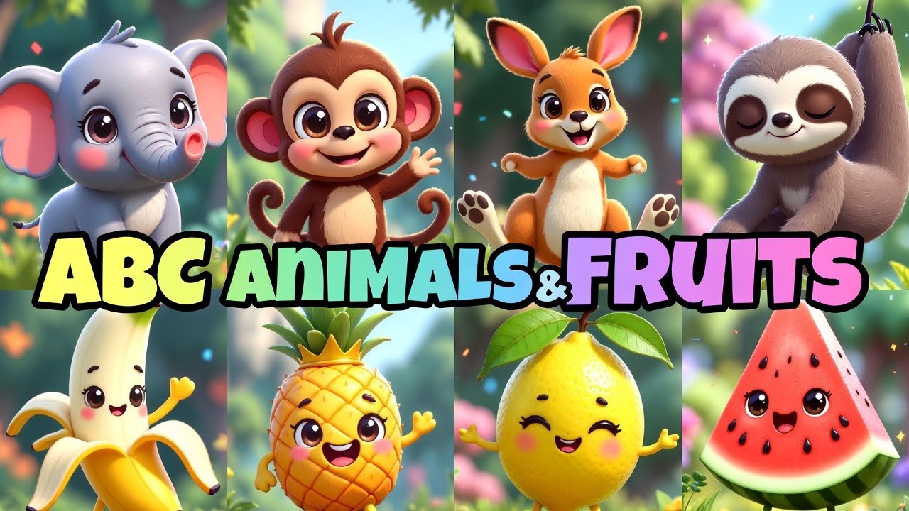 ABC Phonics Song for Kids: Animals & Fruits A-Z | Preschool Learning Rhymes