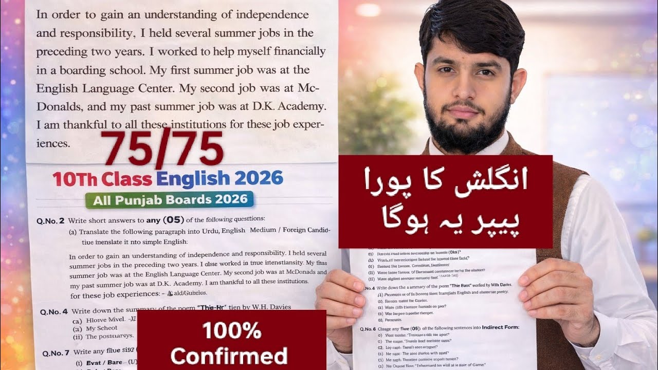 10Th Class English Guess Paper 2026 | 10Th English Paper 2026 | 10Th English Paring Scheme 2026