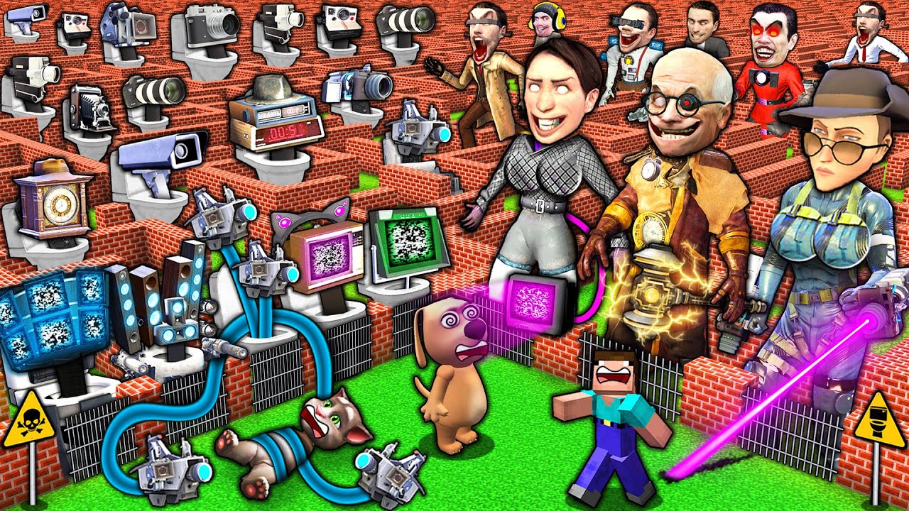 MULTIVERSE of SKIBIDI TOILET vs TV & SPEAKER WOMAN TITAN in SURVIVAL MAZE in MINECRAFT animation