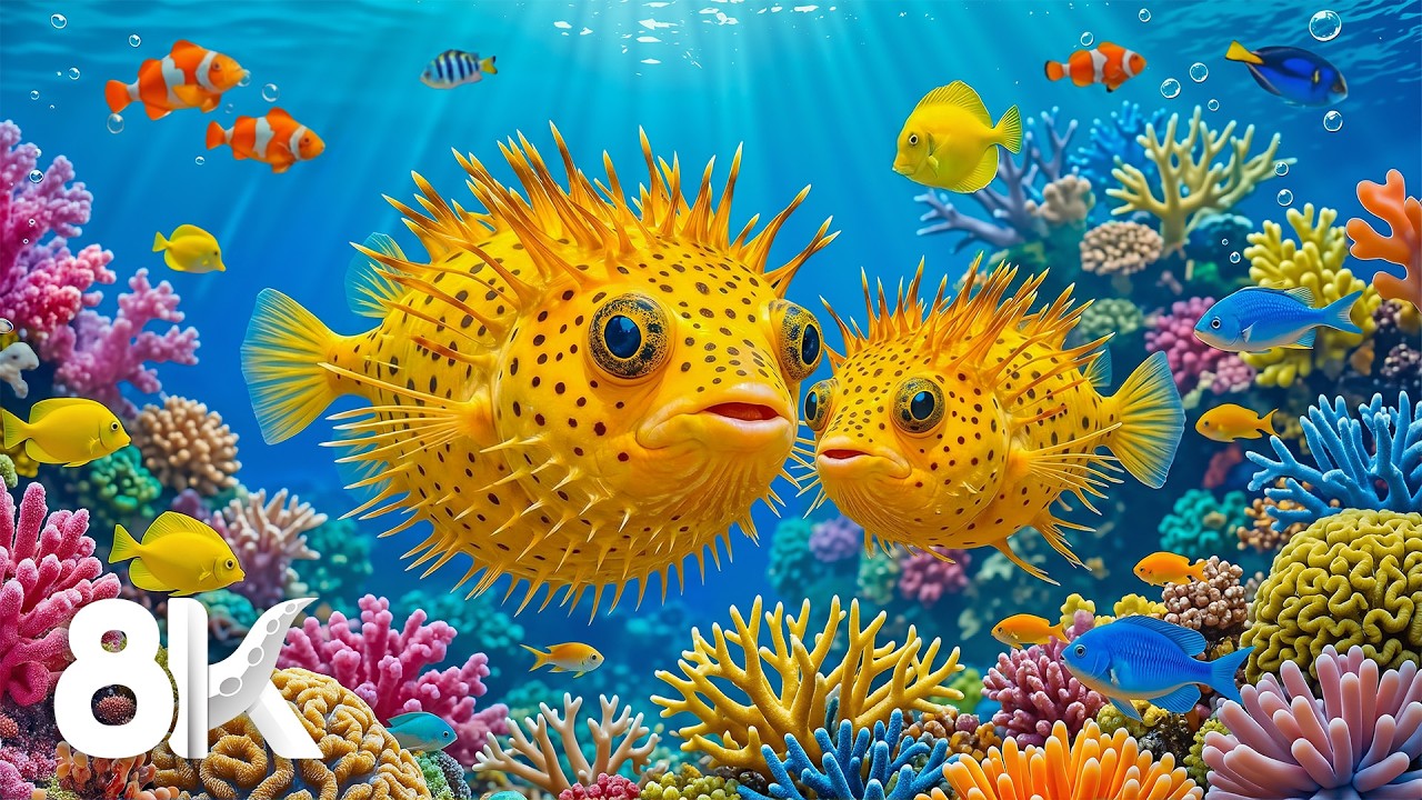 Tranquil Ocean World 8K UHD - Tropical Fish, Coral Reef & Beautiful Relaxing Music for Stress Relief