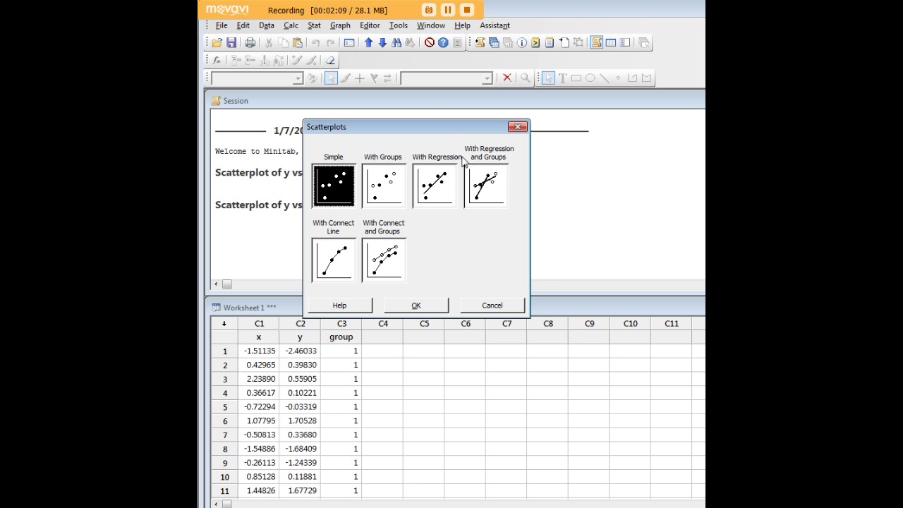 Minitab scatterplot