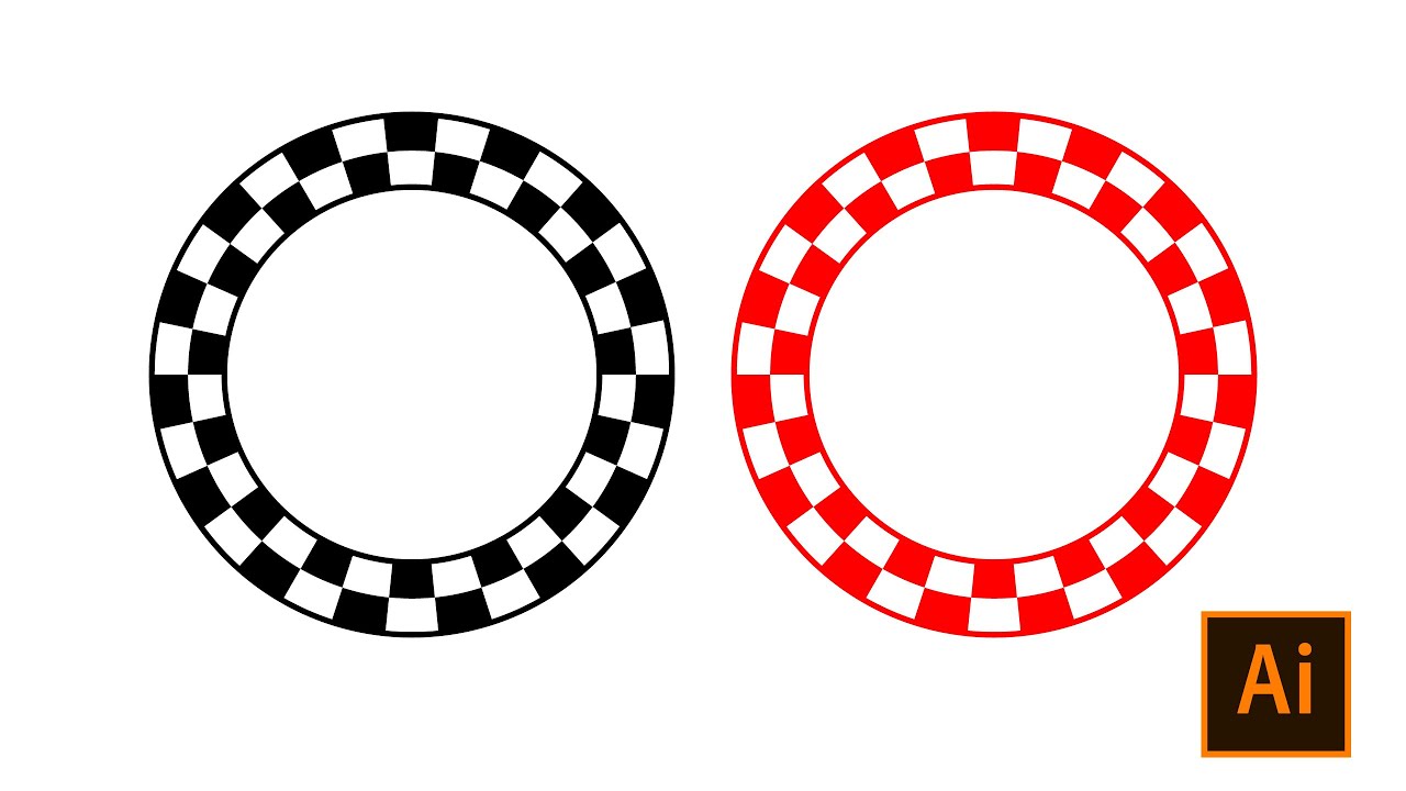 Checkered circle frame using art brush | Adobe illustrator tutorial