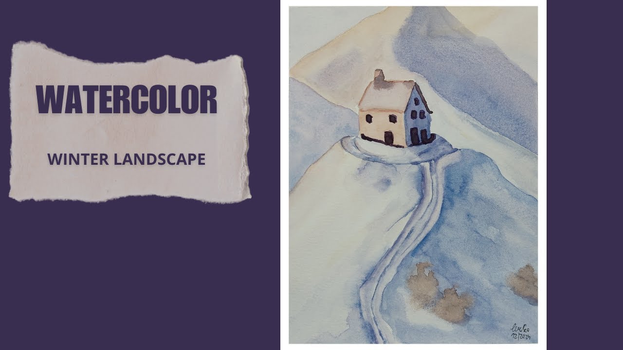 Watercolor winter landscape ❄️ | malování akvarelem