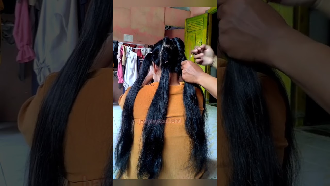 rambut tebal panjang bu ifah di potong bondol dirumah