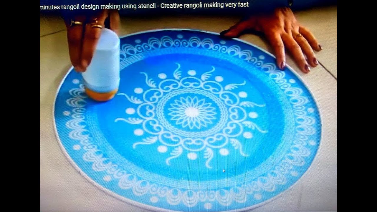 Diwali special  3 minutes rangoli design making using stencil - Creative rangoli making very fast