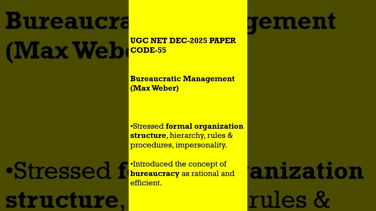 Bureaucratic Management  #gkshorts #ugcnet #papercode55