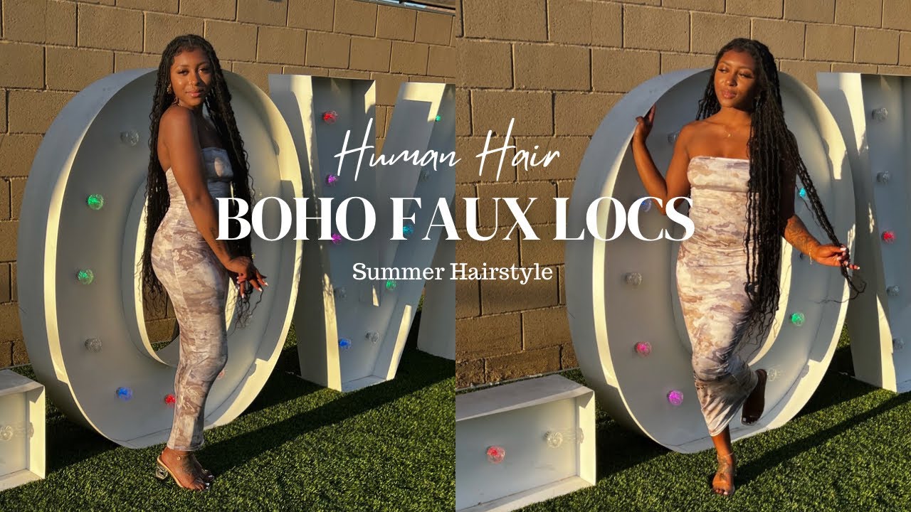 Reusable Boho Faux Locs w/ Curly Human Hair Tutorial | Summer Hairstyle | Beginner Friendly