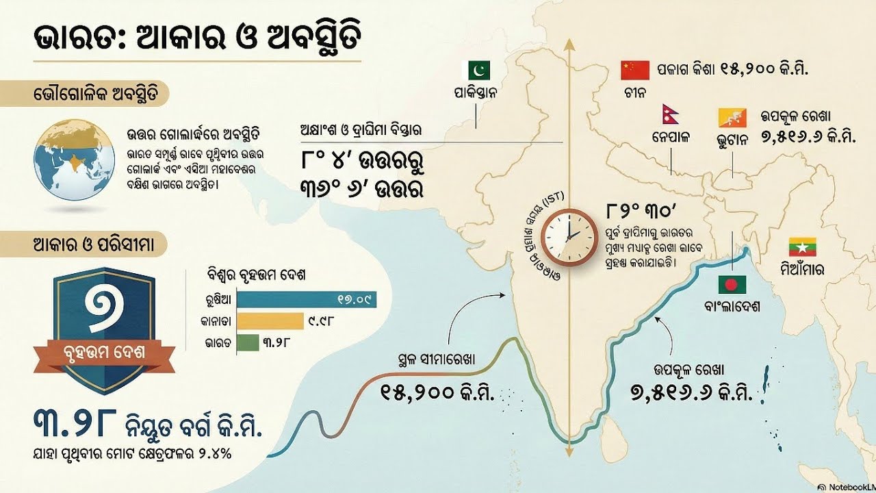 ଭାରତ: ଆକାର ଓ ଅବସ୍ଥିତି || Class 9 Geography || chapter-1