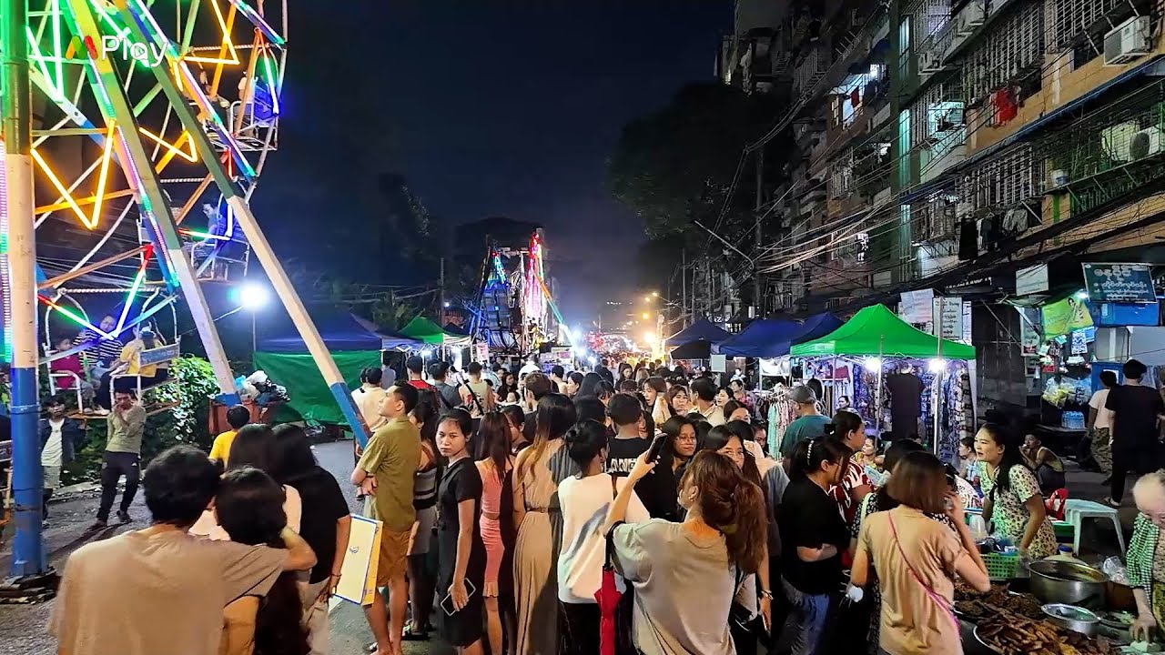 သီတင်းကျွတ်အပြီးကျင်းပတဲ့ စမ်းချောင်း ကျွန်းတောလမ်းပွဲစျေး Sanchaung Street Food Market