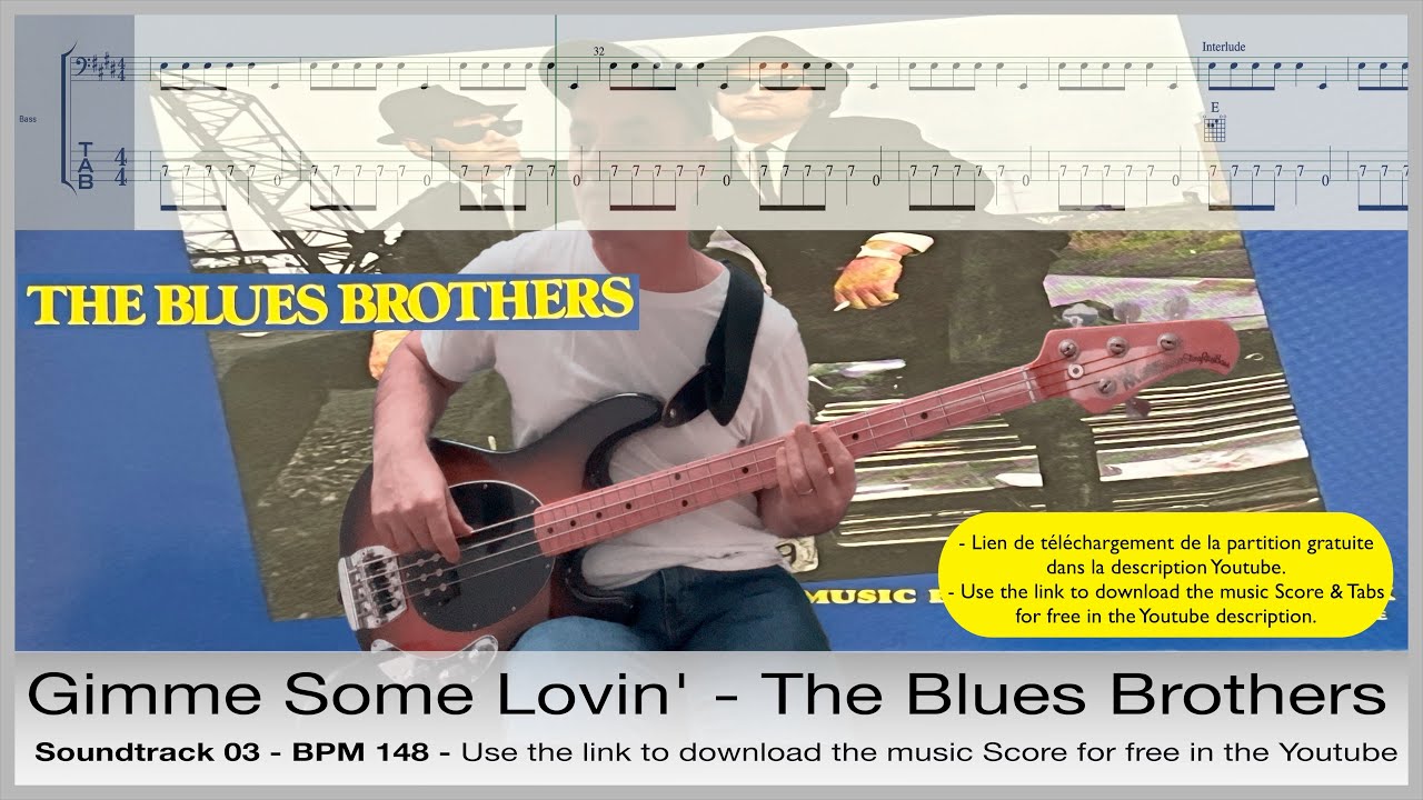 Gimme Some Lovin'  - The Blues Brothers - Movie Soundtrack 03 - bass guitar cover with tabs